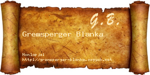 Gremsperger Blanka névjegykártya